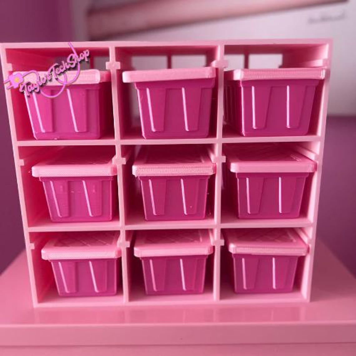 Pink Desk Rack Pink Desk Organizer Set of 9 | Desktop Storage Bins With Shelf ...