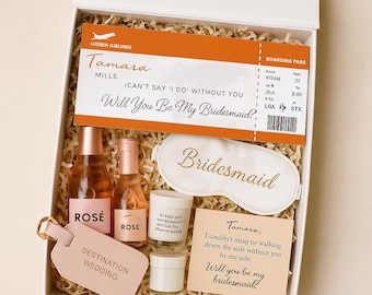 Carta d'imbarco per la proposta di matrimonio della damigella d'onore - Modello Canva modificabile - Biglietto "Vuoi essere la mia damigella d'onore" - Invito stampabile per la festa di nozze