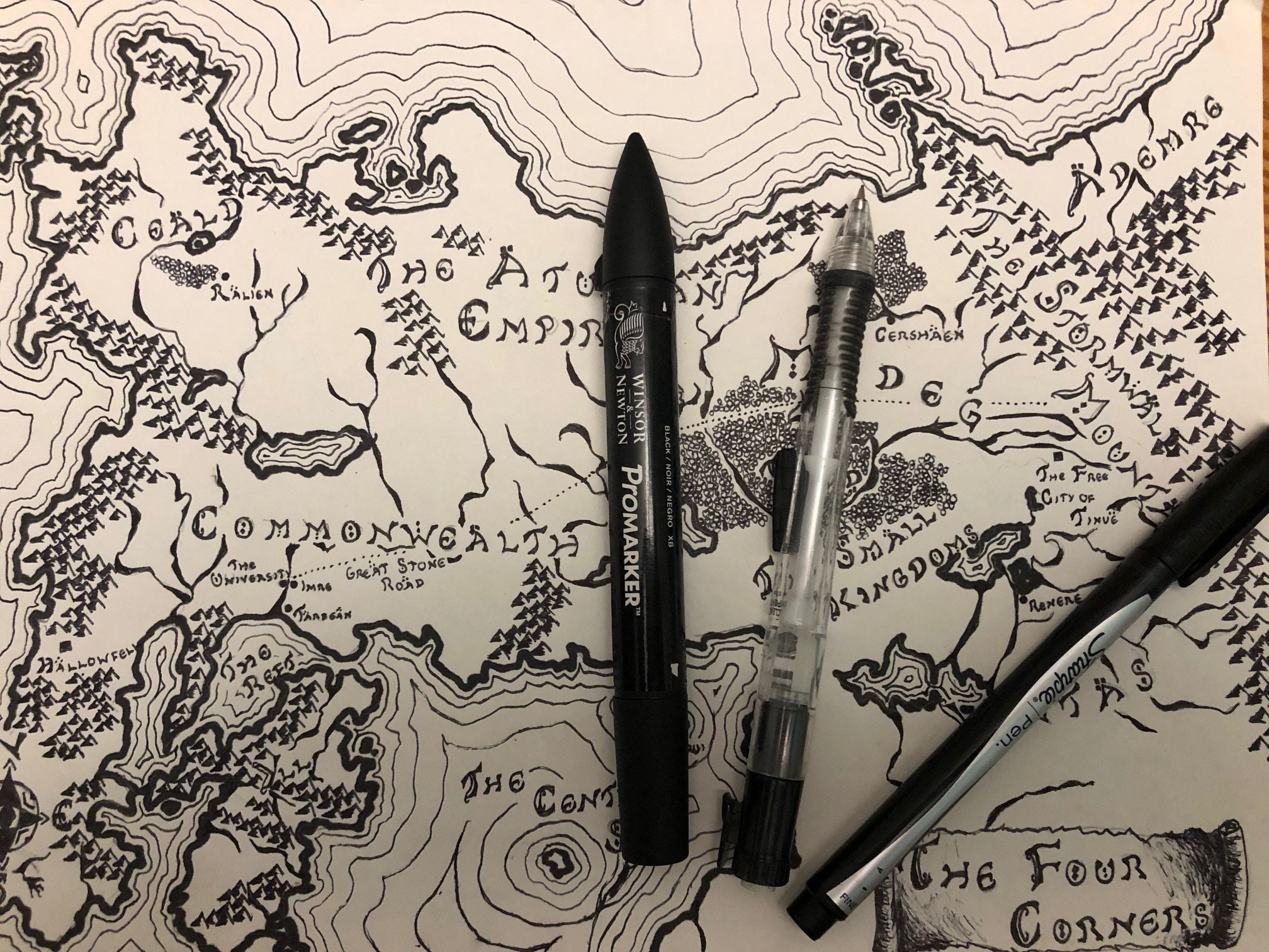 Kingkiller Chronicles Hand Drawn Four Corners of Civilization Map Etsy