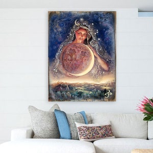 Mother Moon Goddess Wall Josephine Wall Art - Office or Home Decor - Fantasy Wooden Artistry - Housewarming Gift 852119-JW, USA-made