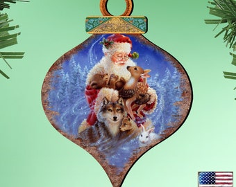 Christmas Ornaments | Santa Little Friends Wooden Ornament by Dona Gelsinger 8031126-9914