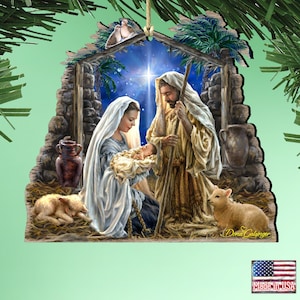 Glory to God Nativity Ornament - Handcrafted Wooden Christmas Decor Dona Gelsinger Art - Tree Decoration 8161010-1722 Made in the USA
