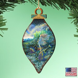 Christmas Ornaments | Surfers Dream Wooden Ornament by Josephine Wall  845622JW