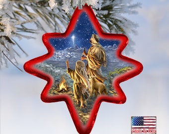 Christmas Ornaments | Nativity Scene | Guiding Light Glass Ornament Holiday Splendor by Dona Gelsinger 755-109DG