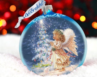 Holiday Glass Decor - My Christmas Wish Angel Ornament by Dona Gelsinger - Christmas Tree Hanging Design - Housewarming GIft -  71113-0703