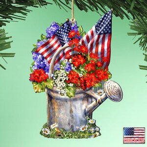 American Freedom Ornament - Patriotic Wooden Decor Dona Gelsinger Art 8461040-1711 - Christmas Holiday Tree Decor Handcrafted in the USA