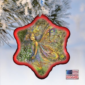 Christmas Ornaments | Butterfly Princess Glass Ornament Holiday Splendor by Josephine Wall  755-408JW