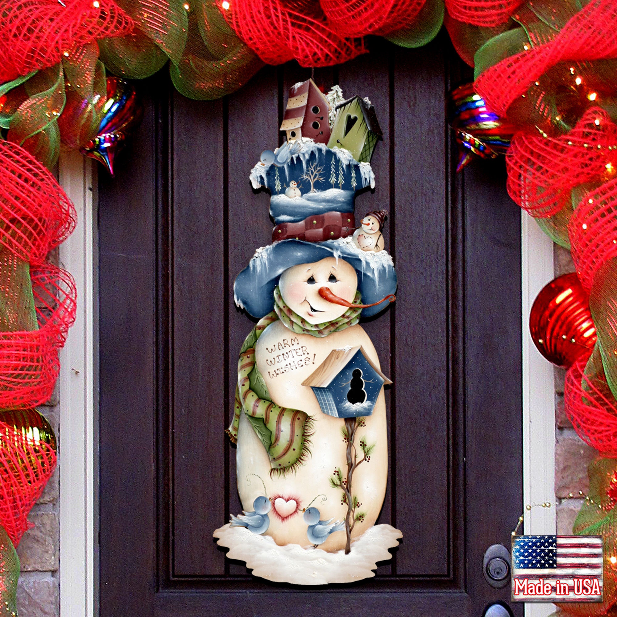Winter-Schneemann Gartenflagge 71 X 101 Cm – Doppelseitig Bedruckt, Wetterfest, Für Hof, Rasen, Balkon, Weihnachtsdekoration