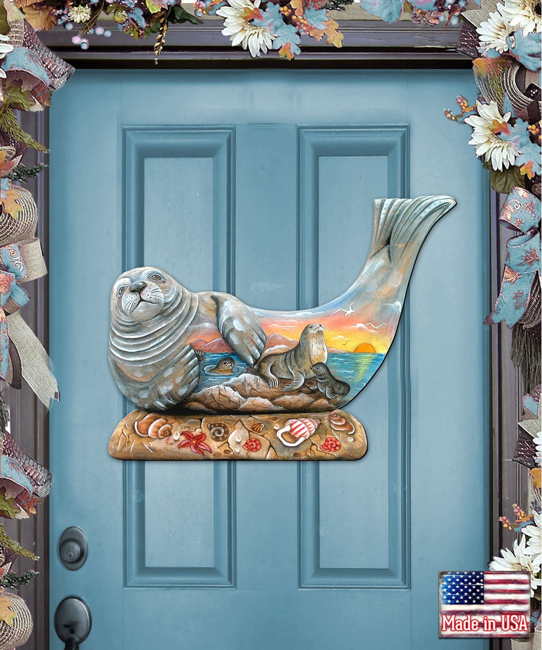 Seal Coastal Door Hanger Beach House Design Coastal Wall Art ...