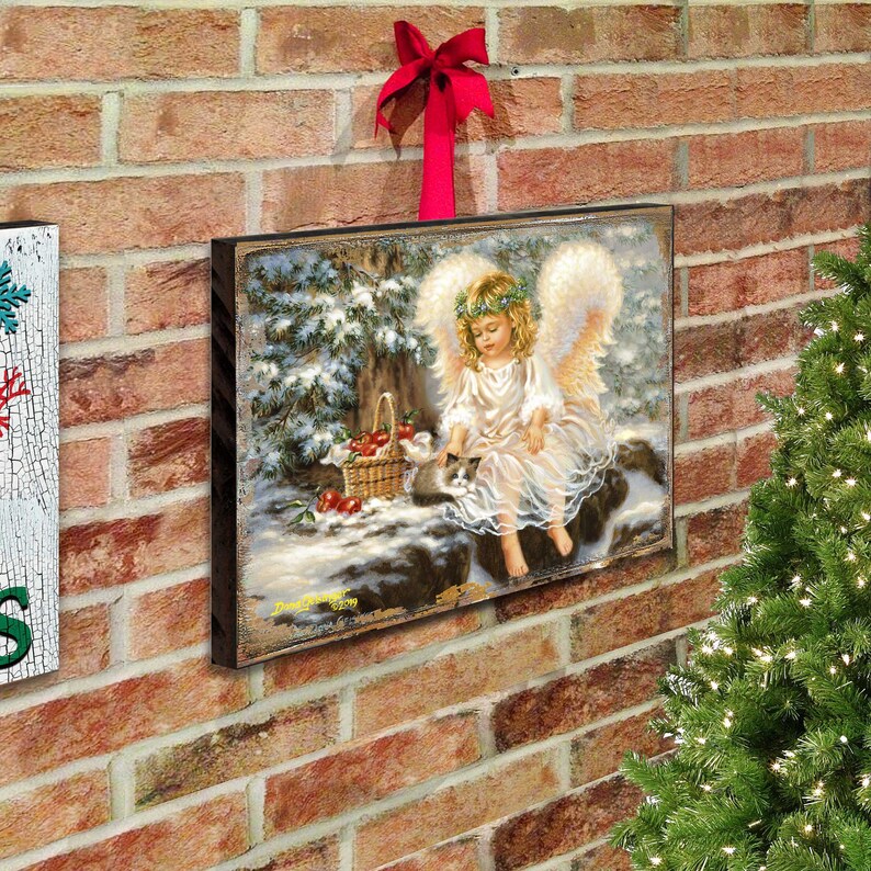 Angelic Wall Decor Wall Art by Dona Gelsinger Wood Office Decor Wooden Nursery Sign Winter Companions Wooden Block 95657B-0718 image 3