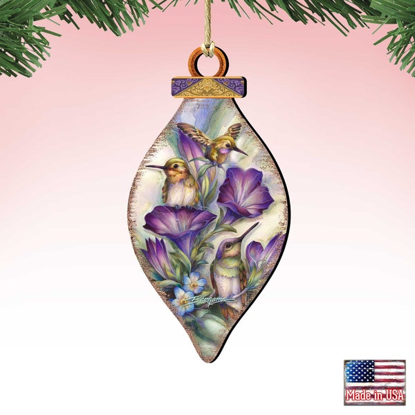 Holiday Wood Decor - Everlasting Friendship Hummingbirds Christmas Ornaments inspired by Artist Jody Bergsma - Housewarming Gift 8591936-JB