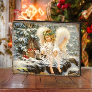 Angelic Wall Decor Wall Art by Dona Gelsinger Wood Office Decor Wooden Nursery Sign Winter Companions Wooden Block 95657B-0718 image 5
