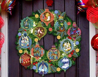 12 Days of Christmas Wreath - Outdoor Indoor Christmas Decor
