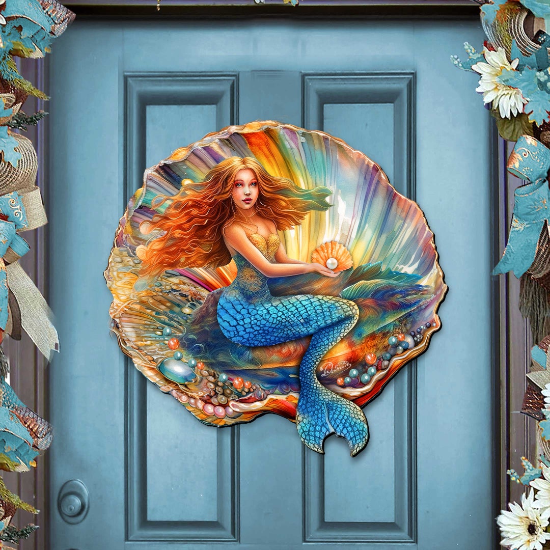 Coastal Mermaid in the Shell Holiday Door Decor - 8688200H - Chic ...