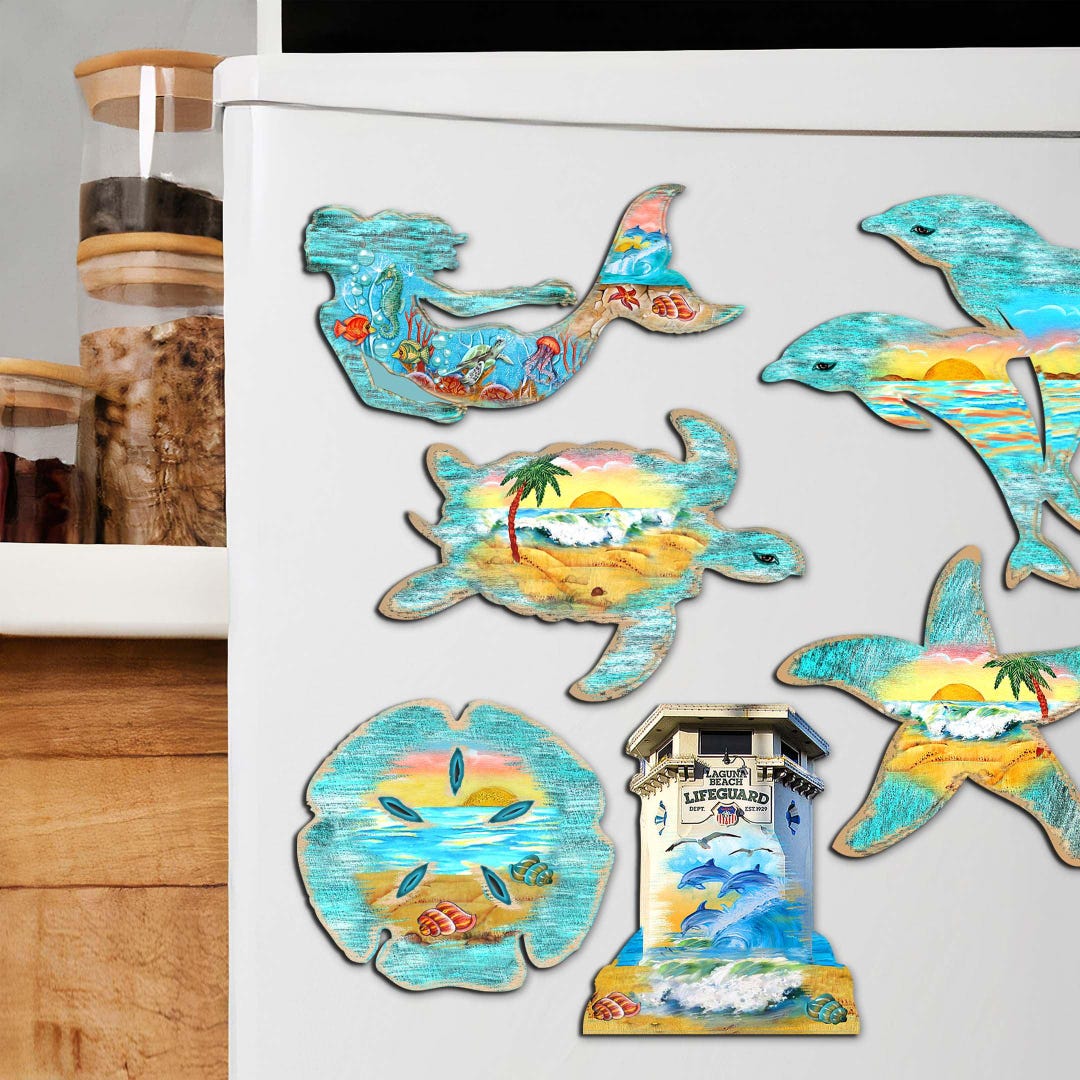 Coastal Magnet Gift Set of 6 - Beach-themed Decor - Handcrafted ...