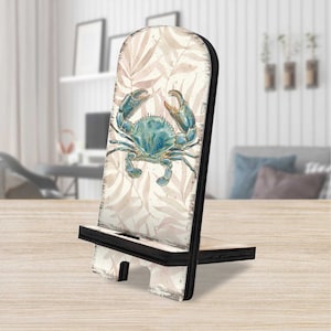 Vintage Style Coastal Wooden Phone Stand - Crab Design - Charging Station Organizer Mobile Devices, Office Decor, Housewarming Gift 892046
