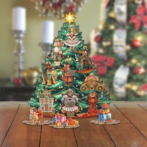 Nutcracker Masquerade Christmas Tree - Unique Decor and Conversation Piece - Perfect Housewarming Wooden Gift Set - 8091519 Art by GDeBrekht