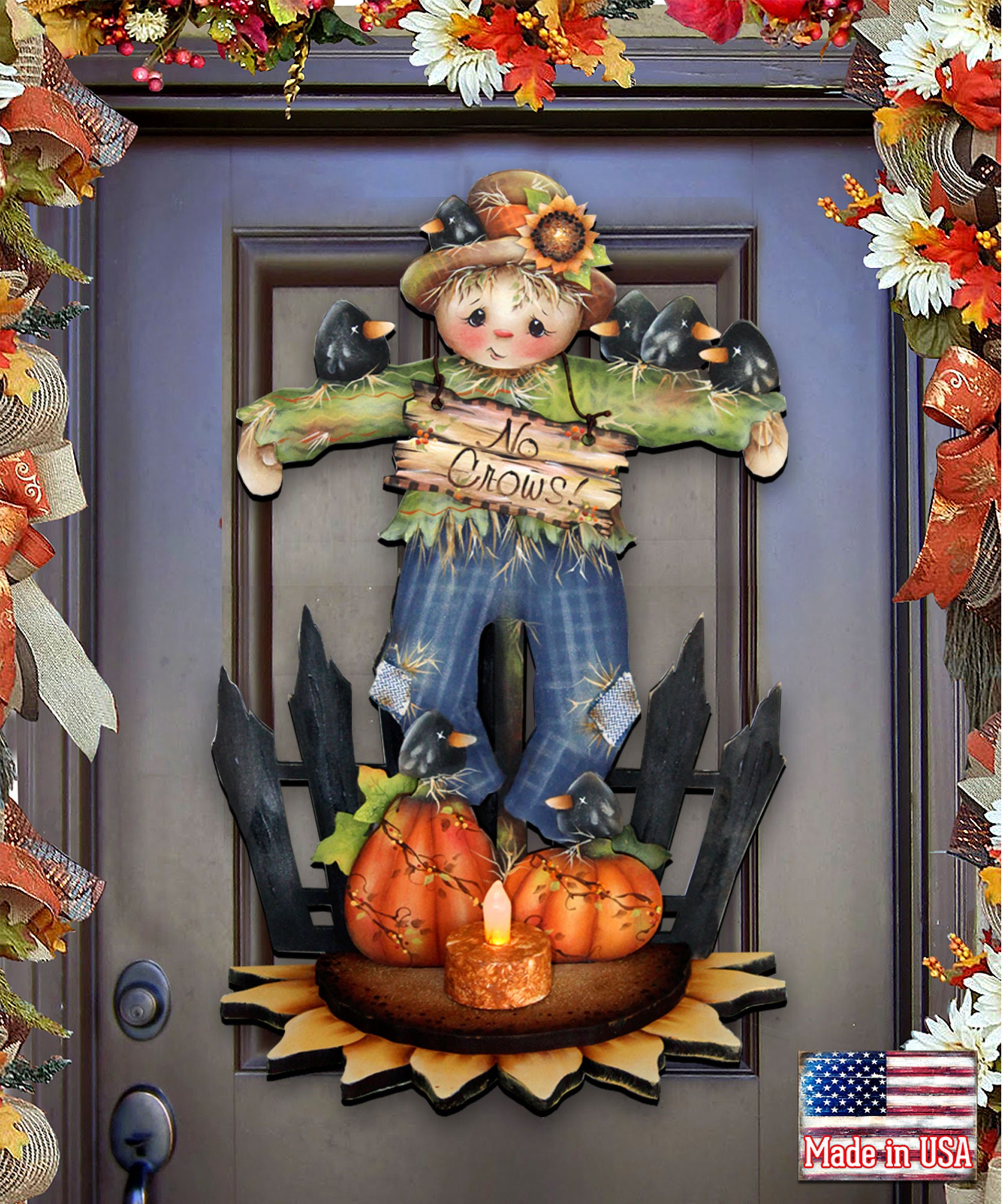 Outdoor Halloween Decor no Crows Scarecrow Wooden Door Etsy