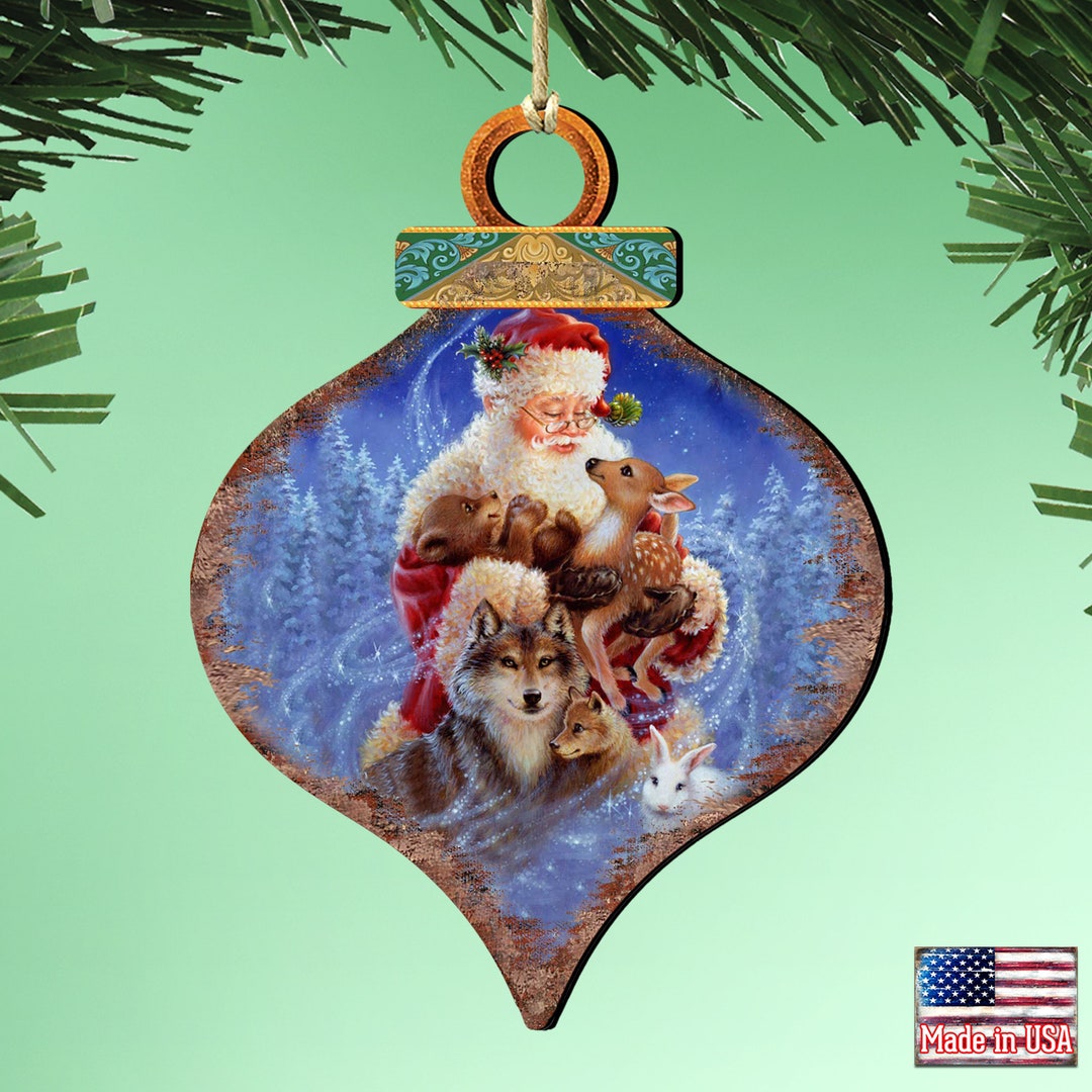 Christmas Ornaments Santa Little Friends Wooden Ornament by - Etsy