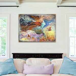 Spirit of Flight Wall Art on Reclaimed Handcrafted Wood Block House Decor Modern, Fantasy Nature-Inspired Josephine Wall Art 852144-JW