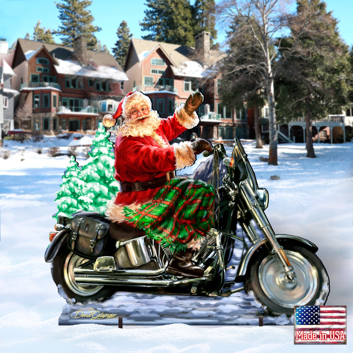 Biker Santa Outdoor Christmas Decor Santa Motorcycle Rider | Etsy