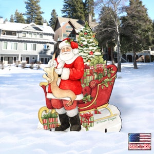 Outdoor Christmas Décor | Wall and Lawn Décor by Susan Winget | Classic Christmas Wish List Santa 8471101F-SW