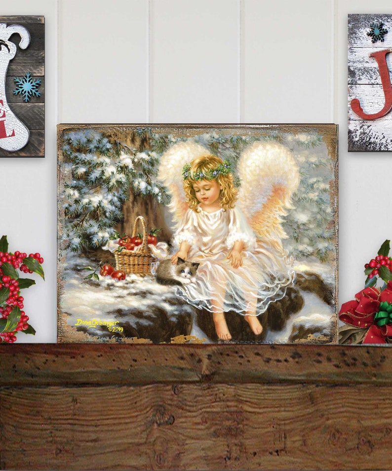 Angelic Wall Decor Wall Art by Dona Gelsinger Wood Office Decor Wooden Nursery Sign Winter Companions Wooden Block 95657B-0718 image 4