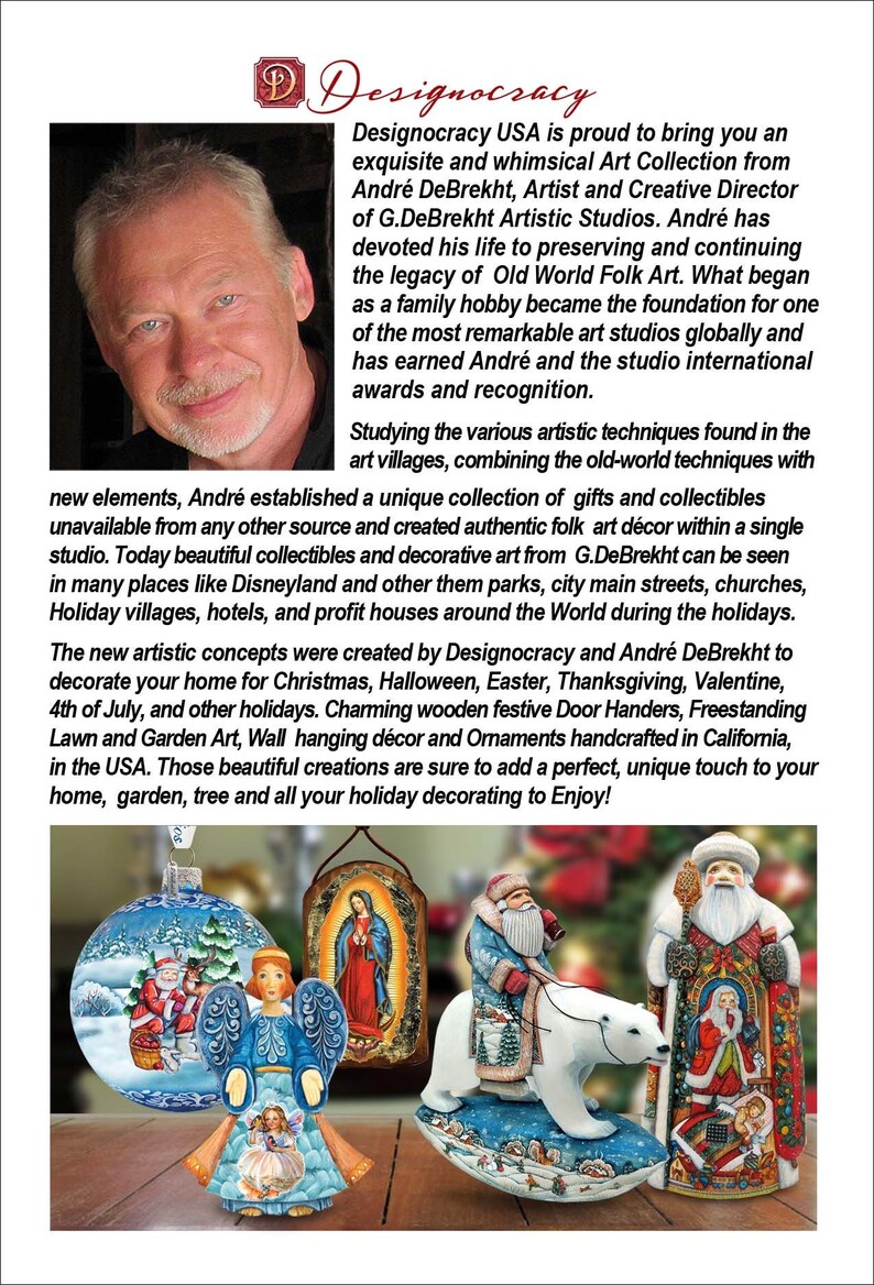 Colorful Whimsical Winter Wonders Wooden Santa Ornaments Holiday Tree