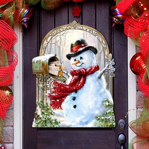 Outdoor Christmas Decor | Seasons-Greetings Snowman Wall and Door Hanger by Dona Gelsinger 8461038H-1421