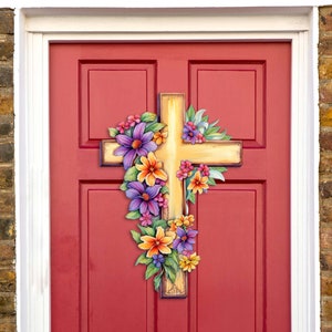 Garden Serenity Cross Holiday Door Décor by G. Debrekht | Easter Spring Décor - 8688168H