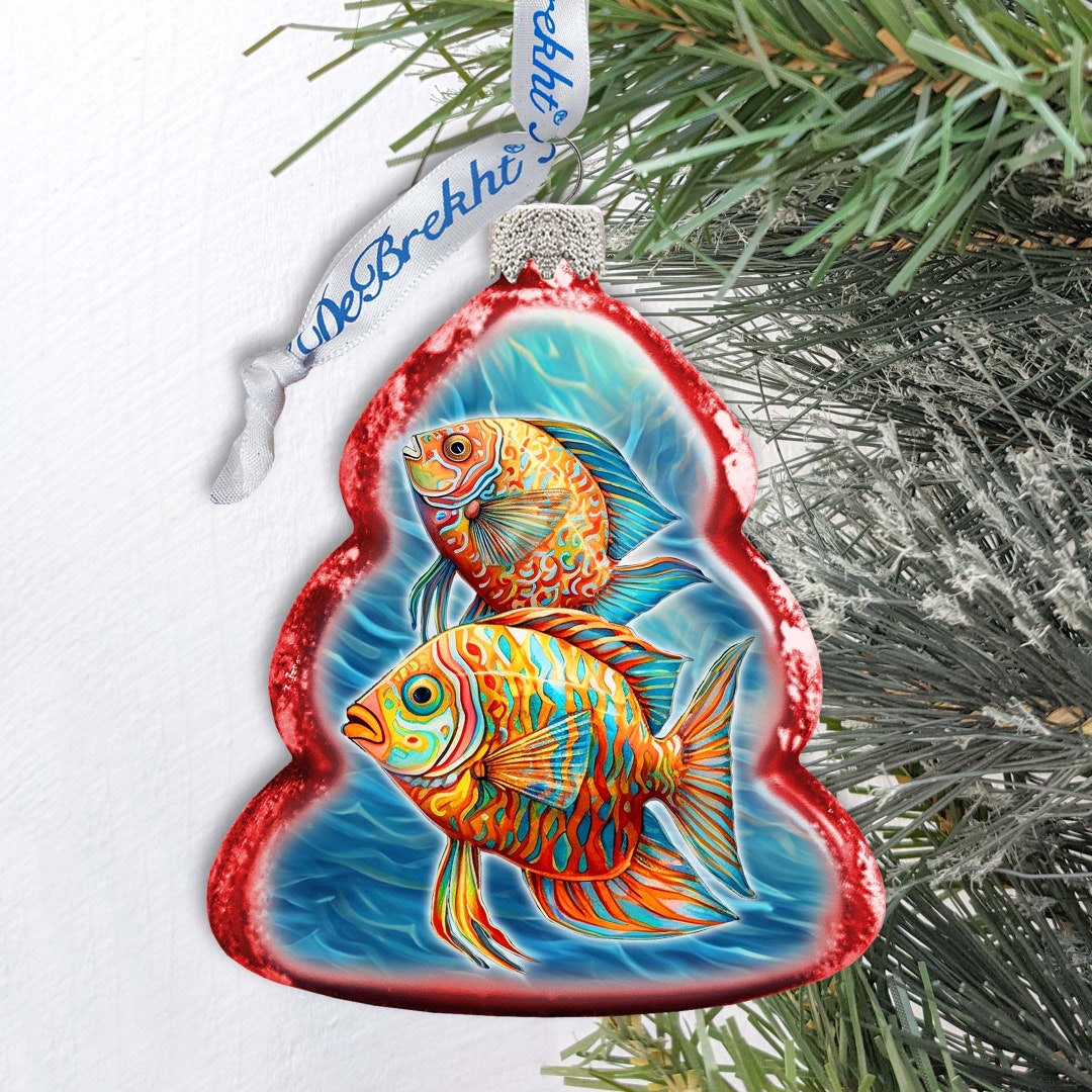 Coastal Fish Mercury Glass Ornament - Colorful Holiday Keepsake for ...