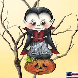 Dracula Ornament Halloween Jamie Mills-Price Art for Halloween Thanksgiving and Fall Wooden Decor - Holiday Tree Decoration - 8457401