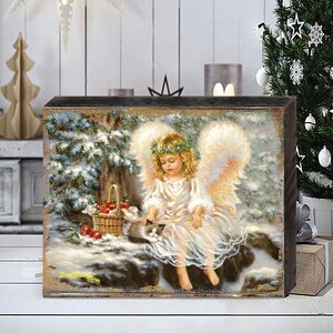 Angelic Wall Decor Wall Art by Dona Gelsinger Wood Office Decor Wooden Nursery Sign Winter Companions Wooden Block 95657B-0718 image 2