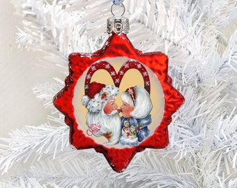 Owl Christmas Ornaments | Merry Kissmas Keepsake Glass Ornament| Art by Jamie Mills Price 778209-7514