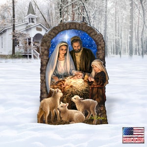Outdoor Miracle Nativity Yard Dona Gelsinger Art Religious Garden Wooden Christmas Lawn Sign, Handcrafted in the USA - 8461042-1F-1201