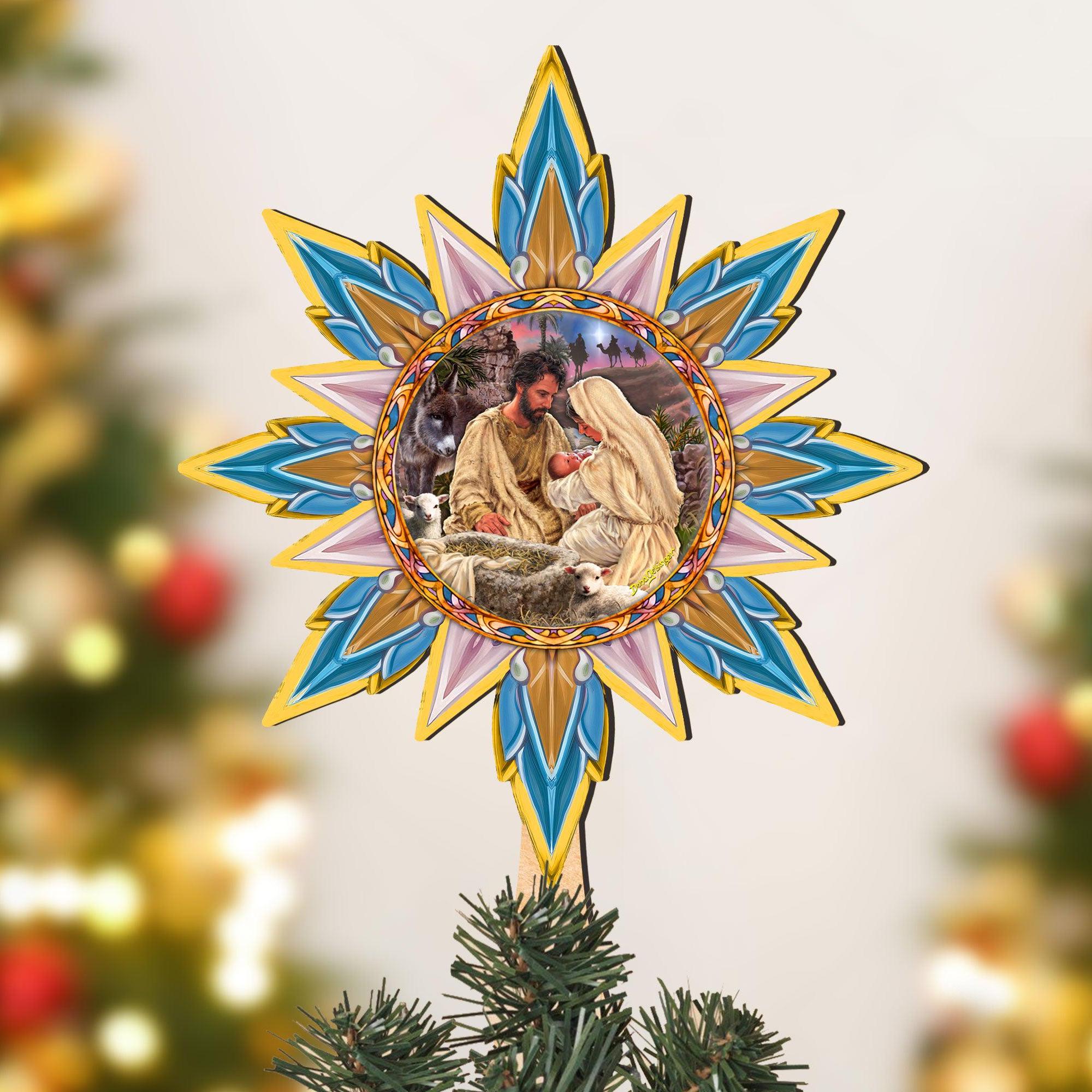 Classic Nativity Star Tree Topper Handcrafted Wooden Christmas ...