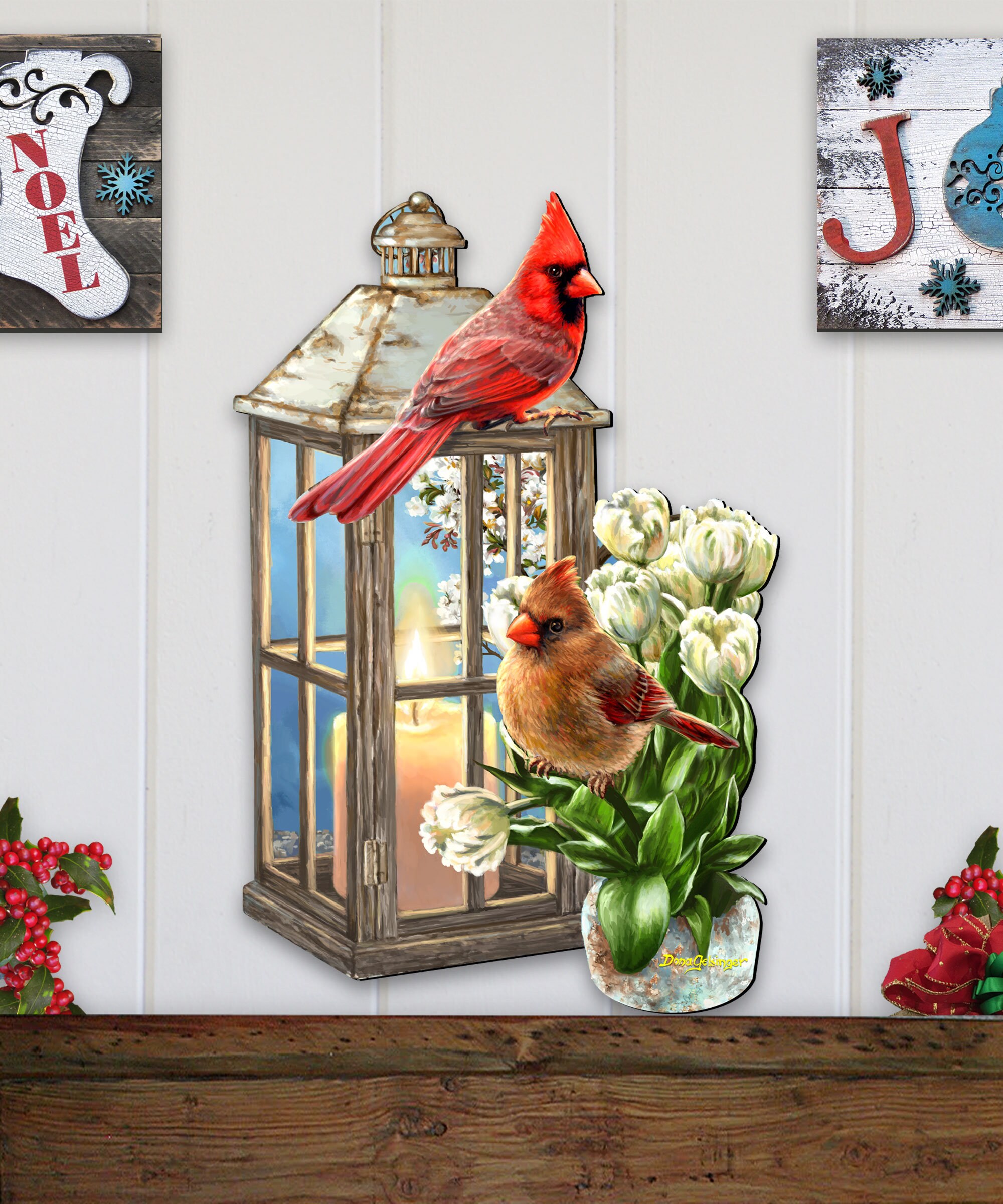 Tenture Murale "Cardinals" - Thème Noël, Nature, Cabane - Tissu, Neuf