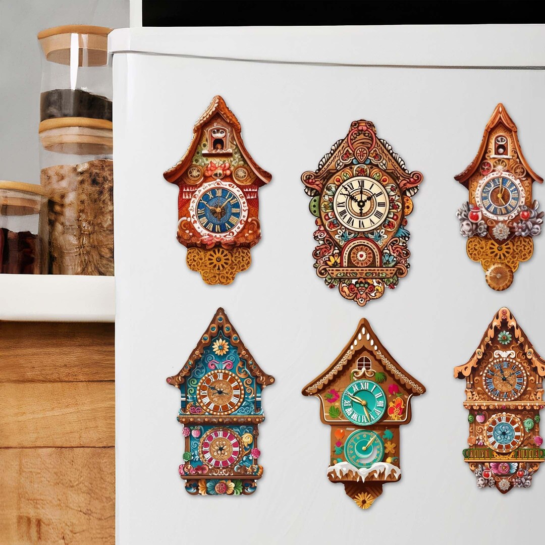 Gift Set of 6 Miniature Clock Magnets - Christmas Tree Decor - 8090020G ...