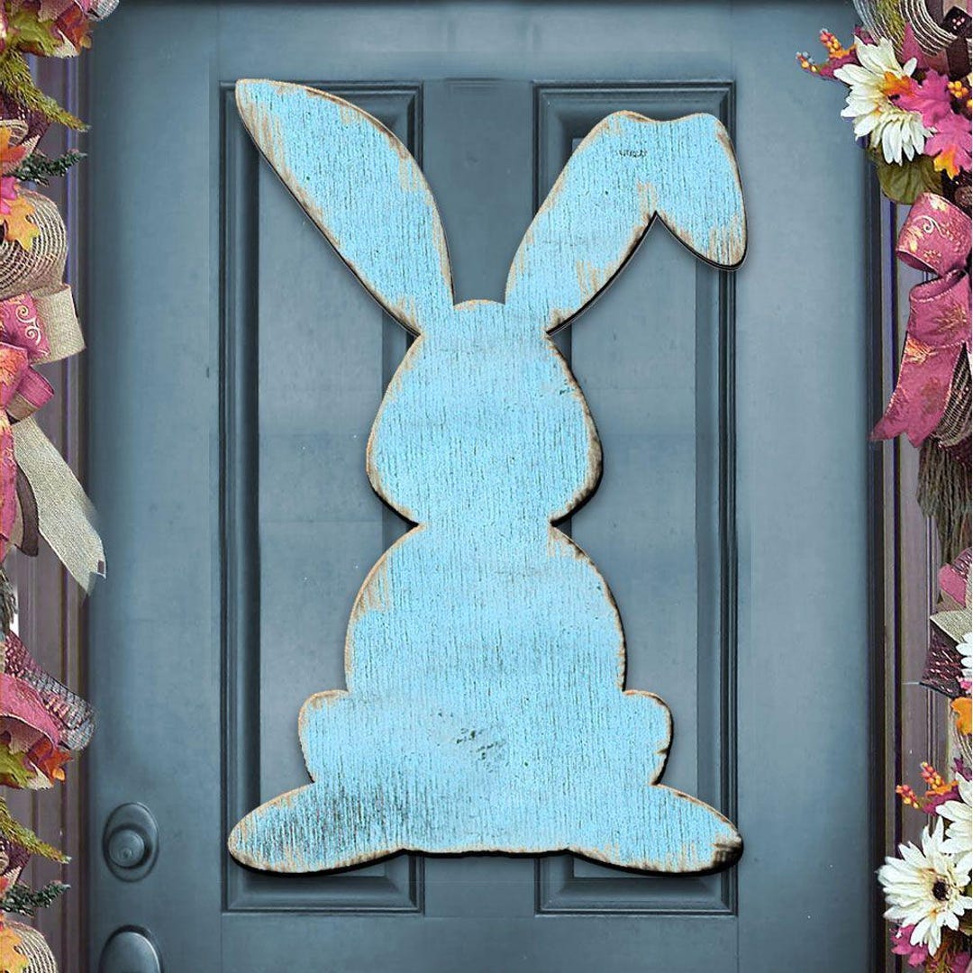 Hm Door Rabbit Blue Bunny Rabbit Easter Door Décor by G. Debrekht - Easter Spring ...