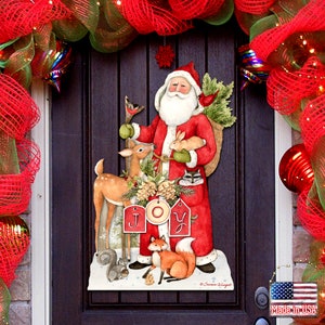 Christmas Joy Décor | Woodland Frosty Santa Outdoor Wall and Door Décor by Susan Winget 8471105H-SW
