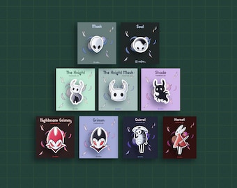 Hollow Knight Pin Set - Collectible Game Pins, The Knight, Hornet, Grimm, Quirrel, Shade, Bag Decor, Anime Pin, Accessoire, Game Gift