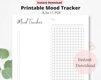 Mood Tracker Printable, Mood Journal, Mood Chart, Monthly Mood Tracker, Daily Mood Tracker, Instant Download, Printable Planner