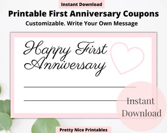 Love Coupons|First Anniversary Card Coupons|First Anniversary Paper Gift|First Anniversary Gift For Him|First Anniversary Gift For Her