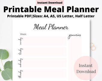 Meal Planner Printable|Daily Meal Planner|Printable Weekly Meal Planner|Monthly Meal Planner|Weekly Meal Planner|Digital Meal Planner