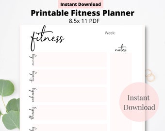 Printable Fitness Planner, Fitness Tracker, Workout Planner, Fitness Journal, Daily Fitness Planner,Instant Download,Digital Fitness Planner