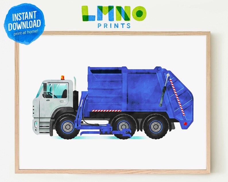 Grabber Arm Garbage Truck Printable Watercolor Art Etsy UK