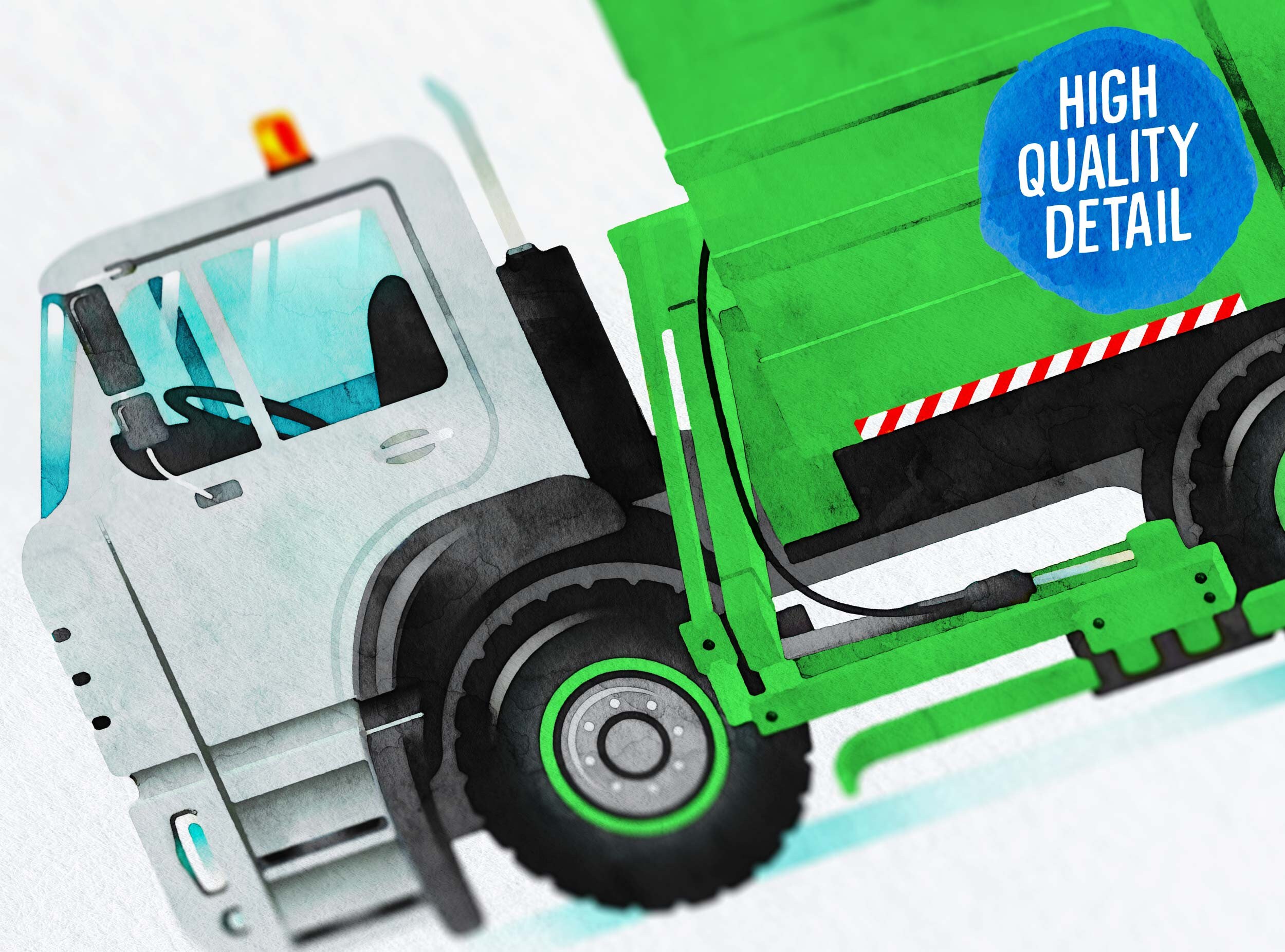 Grabber Arm Garbage Truck Printable Watercolor Art Etsy