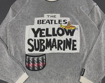 Suéter vintage Carlo Colucci THE BEATLES Yellow Submarine dos anos 80, tamanho XL