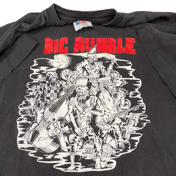 ultra rare vintage 1992 BIG RUMBLE T-Shirt Size XL psychobilly rockabilly