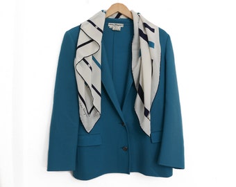 1970 Salvatore FERRAGAMO 100% Wool Blazer + Silk scarf - women's size L
